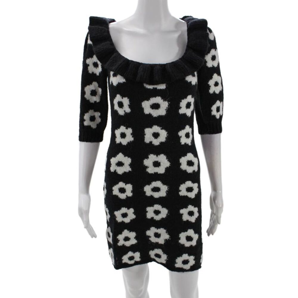 KITRI Womens Eleni Knit Mini Dress - Black Tiled Floral Size XS